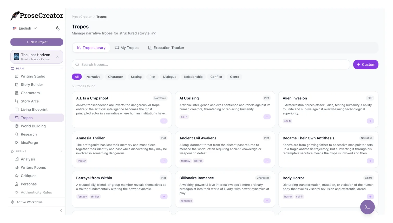 Trope library grid
